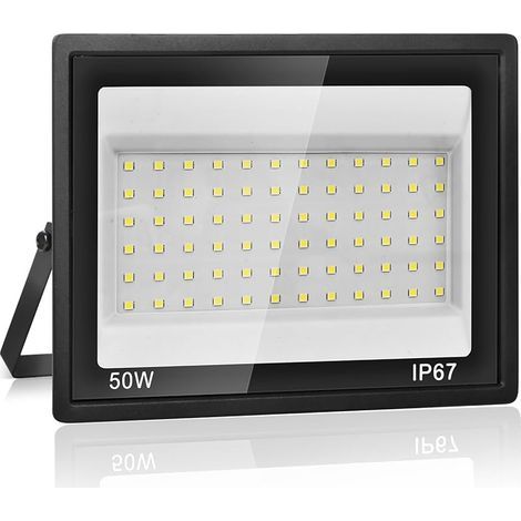 Projecteur LED Extérieur 50W, 5000LM Super Lumineux, 7000K Blanc Froid, IP67 Étanche,Spot Extérieur pour Cour, Garage, Allée, Atelier, Couloir et Éclairage de Sécurité (1/5)