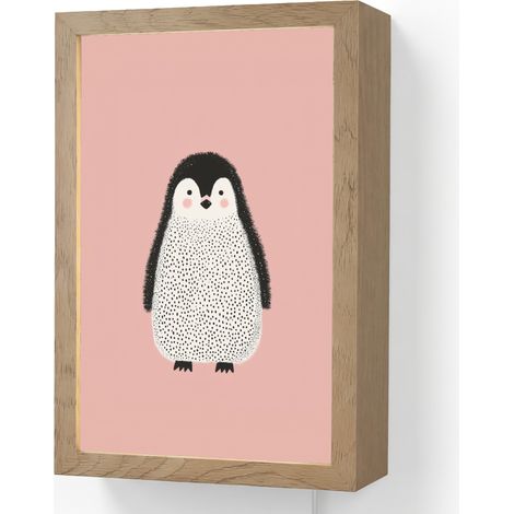 APLIQUE DE PARED Pingüino - Lunares - Minimalista - Rosa 20x30 cm