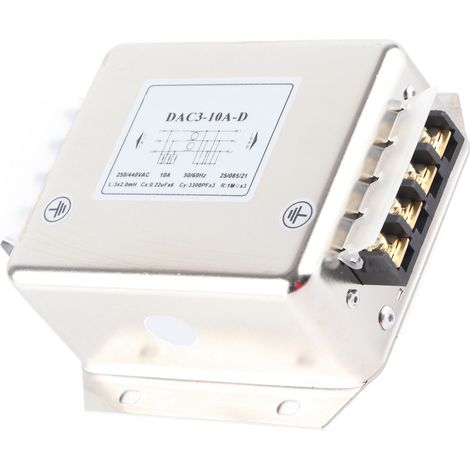 Dreiphasen-Anschlussfilter, 3-adrig, für elektronische Bauteile in der Stromversorgung, Wechselstrom 250/440 V, 50/60 Hz, 10 A (1/5)