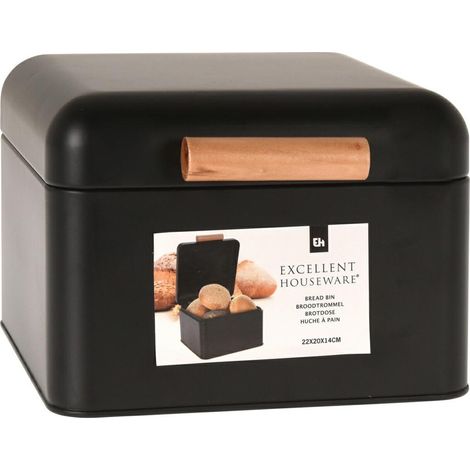 Contenitore per il pane in metallo nero, dimensioni 22x20x14 cm. (1/3)