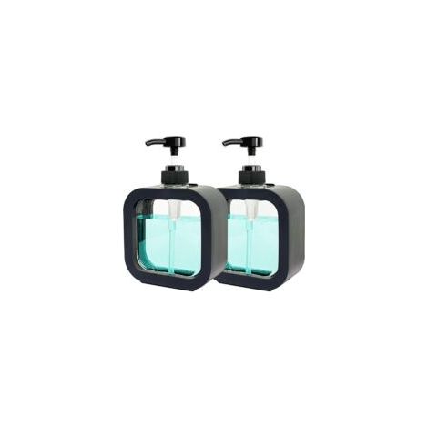 (2 piezas, 300 ml, negro) Dispensador de jabón, 2 botellas vacías con dosificador, dispensador para jabón lavavajillas, champú y gel de ducha para baño y cocina - Crezuo (1/4)