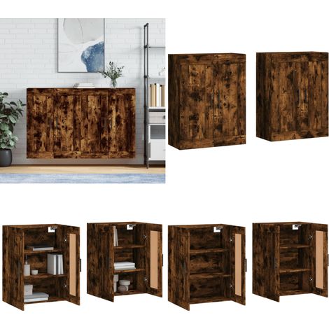 Wandschränke 2 Stk. Räuchereiche Holzwerkstoff - Wandschrank - Regal - Wohnzimmer Dekoration - Holzschrank - Küchenregal - Home & Living (1/5)