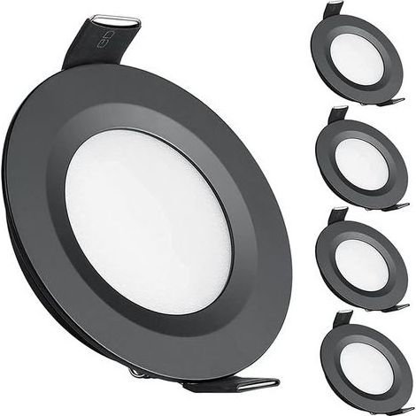 4 x Spot LED Incasso 12V Trou 58-65mm 3W 3200K Plafonnier Encastré pour Camper Bateau Caravane Van Yacht, Blanc chaud (Noir)-AIMOONSA (1/5)