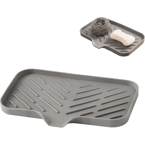 KOWOLL Porte-savon de cuisine, porte-savons de salle de bain en silicone, porte-éponge pour évier de cuisine ou de salle de bain, organisateur pour flacon de liquide vaisselle, distributeur de savon (1/5)
