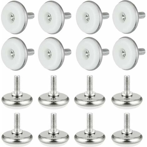 30 PCS Pied Vérin Réglable Pied de Nivellement en Plastique et Métal avec Écrou Pieds Réglables M61530mm Vis de Réglage Meuble pour Table Meuble Bureau Placard Chaise, Blanc (1/5)