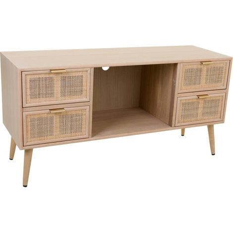 Mueble bajo de MDF y rejilla marrón 120x42x60