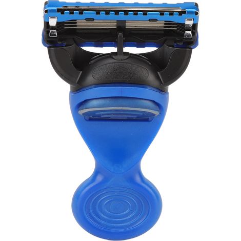 Rasoir manuel de sécurité à tête rotative amovible, bouton poussoir, lavable, outil d'épilation bleu, pour homme, coupe précise, réutilisable (1/5)