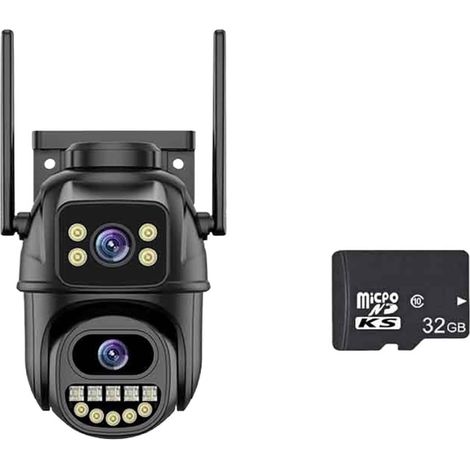 Caméra IP WiFi HD 8MP extérieure avec Zoom, Double Objectif et Double écran, Fonction PTZ, Suivi Automatique, for la sécurité de Votre Domicile et la Surveillance CCTV.(2LENS 8MP ADD 32G) (1/5)