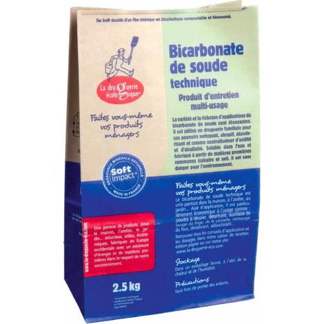 Bicarbonate de soude 2.5 kg – Nettoyant universel – Anti-calcaire – Dégraissant naturel – Pour usages domestiques multiples – La Droguerie Écologique