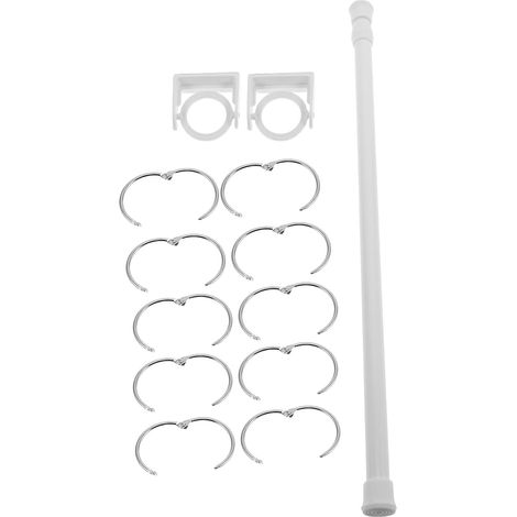 Tringle à Rideaux Extensible 40-70cm Anneaux, Système sans Perçage, Alliage et Plastique, Tige de Tension Réglable Cuisine et Placard (1/5)