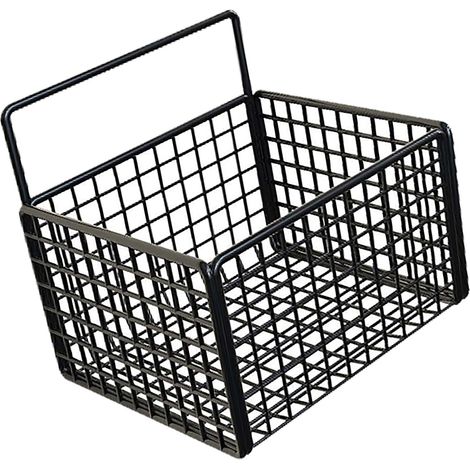 Panier de rangement mural adhésif en fil métallique, sans perçage, pour cuisine, garde-manger et salle de bain (noir) (1/5)