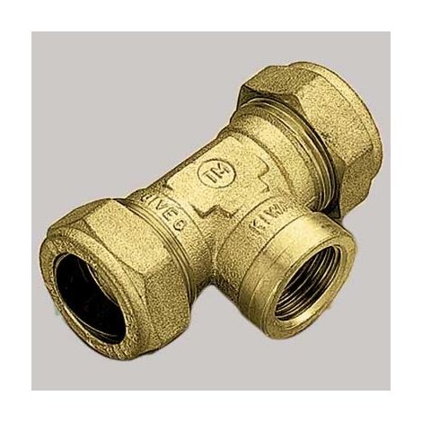 RACCORDO A TEE FEMMINA CON OGIVA OTTONE - 16 x 1/2 x 16