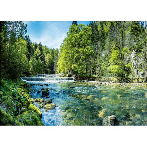 Papier peint panoramique cascade effet 3D décoration murale moderne colorée – 400 x 280 cm Wallarena