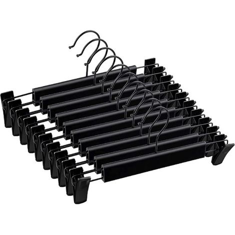 Cintres - Cintres à pantalons - Cintres à pinces pour pantalons - Lot de 10 - Cintres gain de place avec deux supports - Cintres - Cintres à pantalons antidérapants - Support pour pantalons et Rok - C (1/5)