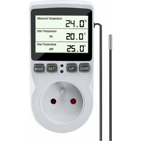 Prise thermostatique régulateur de température numérique avec sonde LCD, thermostat chauffage et refroidissement pour terrarium aquarium (1/4)
