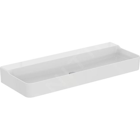 Ideal Standard Conca Ceram - Double-lavabo à poser 1200x450 mm, sans trop-plein, sans trou pour robinet, blanc T384501 (1/4)