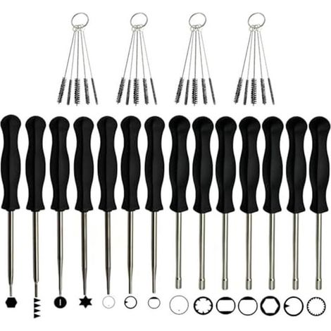 18-teiliges Vergaser-Einstellwerkzeugset aus Metall mit ergonomischem Griff, für Kettensägen, Rasenmäher, Laubbläser und die Wartung von Zweitaktmotoren. (1/4)