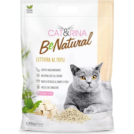 litière pour Chat au Tofu, 5,5 L. Litière agglomérante végétale. Jusqu'à 30 Jours d'utilisation. Jetable dans Les Toilettes. Litière pour Chats Classique. (1/4)