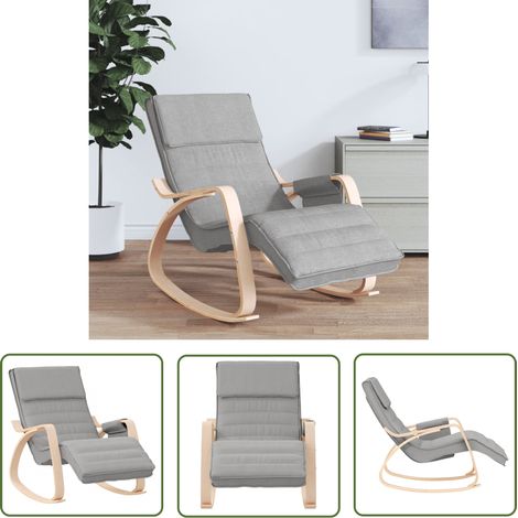 The Living Store Schaukelstuhl Hellgrau Stoff - Schaukelstuhl - Lounge Chair - Gartenstuhl - Esszimmerstuhl - Gemütlicher Stuhl (1/5)