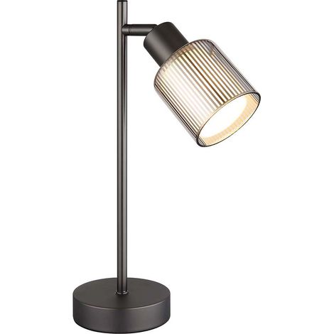 Tischleuchte Beistellleuchte Nachttischlampe E14 Glas chrom schwarz verstellbar