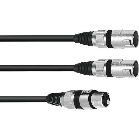 Omnitronic 30225206 XLR Cavo adattatore [1x Presa XLR 3 poli - 2x Spina XLR 3 poli] 3.00 m Nero