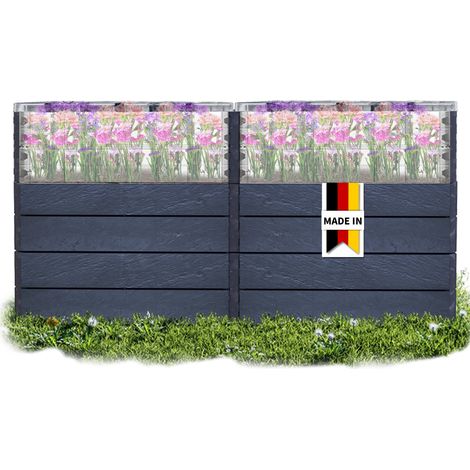 GARANTIA ERGO QUADRO TurboPlus 2 L 80 Hochbeet Stone, inkl. FLORA Wassersparsystem (1/5)
