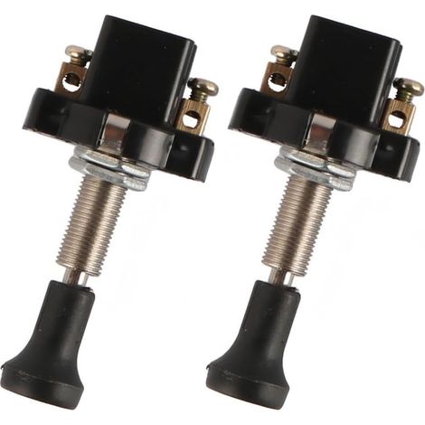 Lot de 2 interrupteurs push-pull 12 V/24 V 20 mm pour véhicule, moto, marche/arrêt, filetage long, interrupteur push-pull pour accessoires de voiture électrique (1/5)