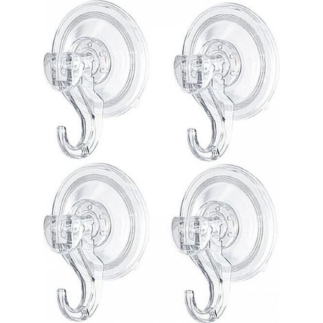 4er-Set Wand-Saughaken, Badezimmer-Haken, Teller, Handtuchhalter, Krone, Bademantel, Mantel, Geschirrtuch, transparenter Kunststoff, Küchen-/Büroutensilien, leistungsstarker Halter, weiß (1/4)