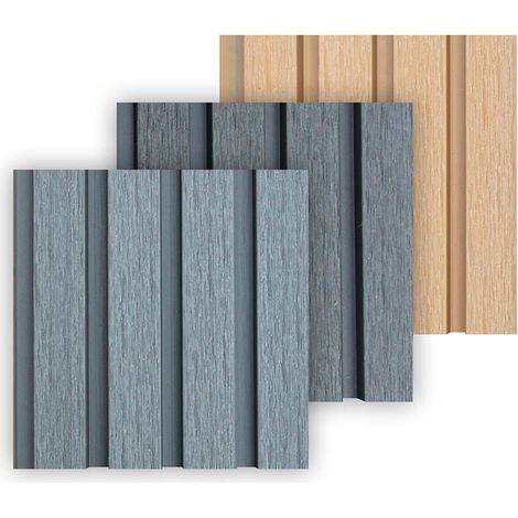 Home Deluxe – Échantillons de revêtement de façade WPC – 3 couleurs : anthracite, gris clair, teck – Résistant aux intempéries et aux UV – Dimensions 21,9 x 10 x 2,6 cm (1/3)