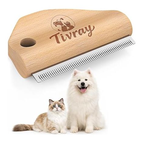 Anti-Mould Dog Brush, Wooden Grooming Brush, 11 cm (1/5)