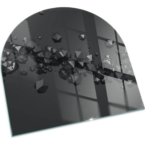 Plaque Carrée de protection de sol en verre pour cheminée ou poêle moderne anti-chaleur et étincelles Nuage abstrait de solides 100x100 cm (1/5)