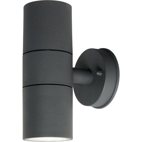 Litecraft Fibo Up & Down Wall Light IP44 Rated GU10 Garden Fitting - Anthracite (1/5)
