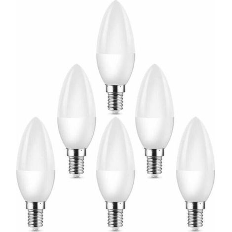 Petites ampoules LED à vis Edison E14 équivalentes à une ampoule halogène 40 W C37 400 lm 3000 K blanc chaud Lot de 6 (1/4)