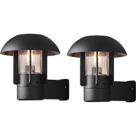 2er Set Außenwandleuchte HEIMDAL, Aluminium schwarz / Glas klar, E27 Fassung (1/5)