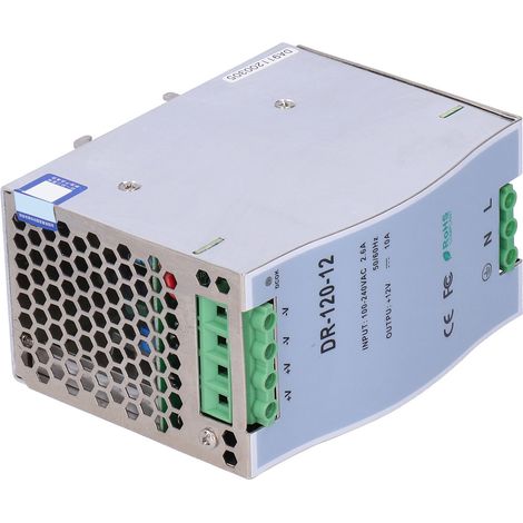 Schaltnetzteil der DR/DIN-Serie, einstellbar, geregelt, LED-Industrienetzteil DR-120-12 (1/5)