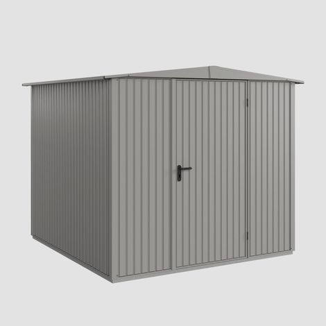 Hörmann Ecostar Metall-Gerätehaus Trend mit Satteldach Typ 2, 259 x 248 cm, graualuminium, 5,7 m², 1-flüglige Tür