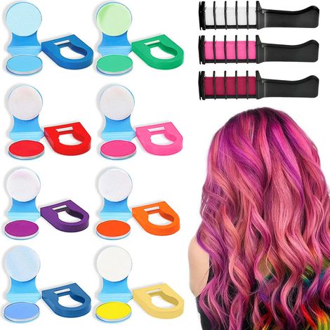 Craies pour cheveux pour enfants, lot de 11, teinture capillaire lavable et non collante, couleur temporaire et vibrante, s'élimine au shampoing, cadeau d'anniversaire pour filles, accessoires pour ch (1/5)