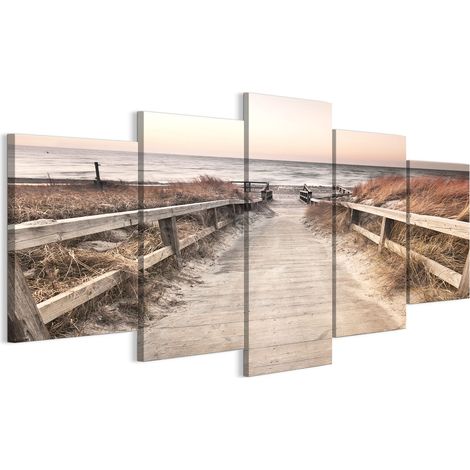 Quadro su tela italiana 100 x 50 cm pentattico - stile scandinavo - natura Quadro su tela italiana 200 x 100 cm pentattico - stile scandinavo - natura (1/5)