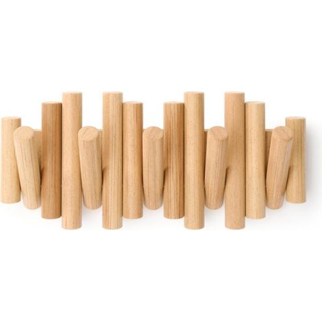 37,5 x 16 cm große Garderobe aus Massivholz, 5 Haken, Taschenhaken fürs Schlafzimmer, Wandgarderobe für den Eingangsbereich - Crezuo