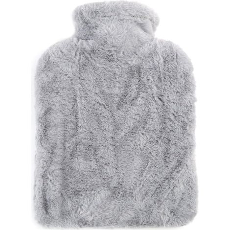 Bouillotte de qualité supérieure avec housse en fourrure synthétique douce - 2000 ml - Bouillotte en caoutchouc naturel pour des moments douillets - Sac à eau chaude anti-fuite - Cadeau pour petite (1/5)