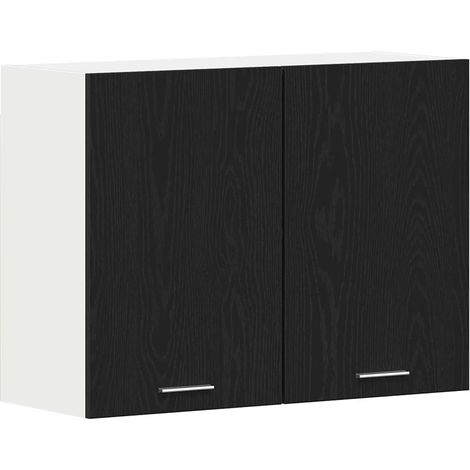 Armadio pensile moderno con ripiano 80 x 31 x 60 cm grande spazio di archiviazione rovere nero 020051955
