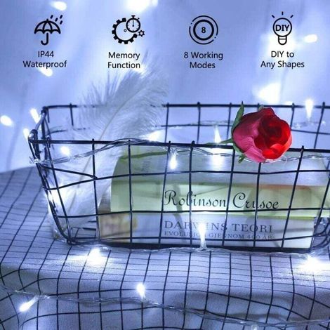 Guirlande Lumineuses Noël Intérieur 10M 100 LED Electrique Sapin de Noël Lumières Extérieure 8 Modes Etanche Lumières Décorative pour Mariage Fête Maison Jardin Chambre Nouvel An, Blanc Froid (1/5)