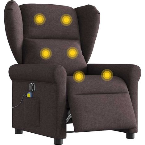 Massagesessel Elektrisch Dunkelbraun Stoff