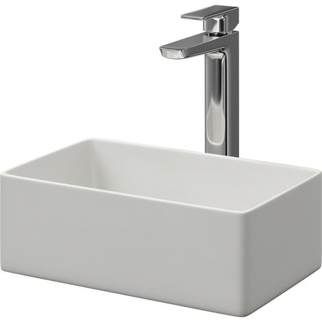 Wholesale Domestic Amadora Matt White 360mm x 230mm Small Rectangular Countertop Basin (1/5)