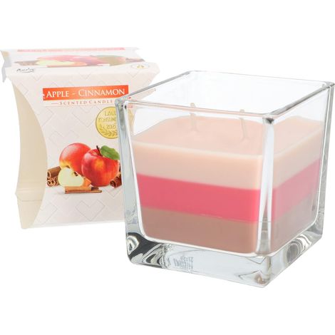 KOTARBAU Bougie parfumée à 2 mèches dans un verre à la cannelle et aux pommes - Trois couleurs - Idée cadeau d'aromathérapie - Durée de combustion jusqu'à 32 heures (1/5)