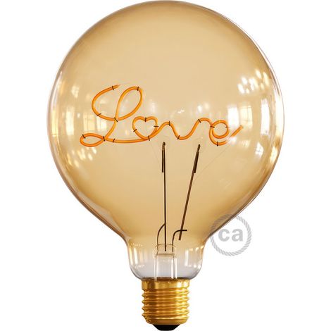 Lampadina LED Filamento Regolabile E27 5W 250 lm G125 Love CBL700232 CREATIVE-CABLES 2200K Super Caldo (1/5)