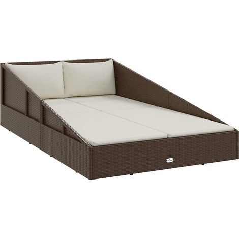 Lettino Prendisole Sdraio Marrone 201x139 cm in Polyrattan (1/5)
