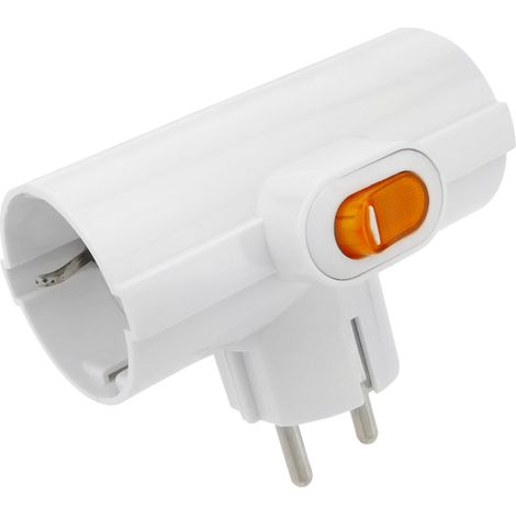 BeMatik - Multiplicador de clavija enchufe schuko triple de color blanco con interruptor