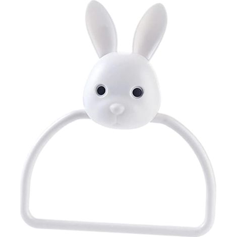 Porte-serviettes mural en ABS en forme de lapin (1 pièce), adapté à la salle de bain, aux toilettes, à la chambre d'enfant et à la cuisine.
