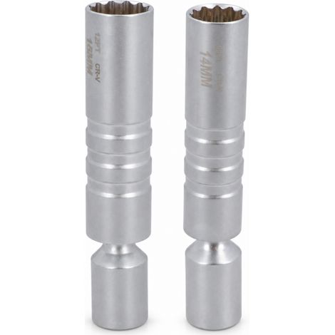 2 Chiave A Bussola Per Candele Candelette Da 14mm 16mm Attacco 3/8 A Snodo Cr-v